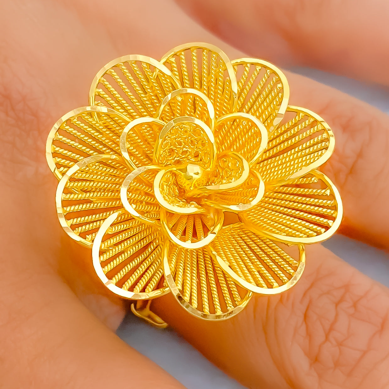 Yellow gold flower ring design on Craiyon